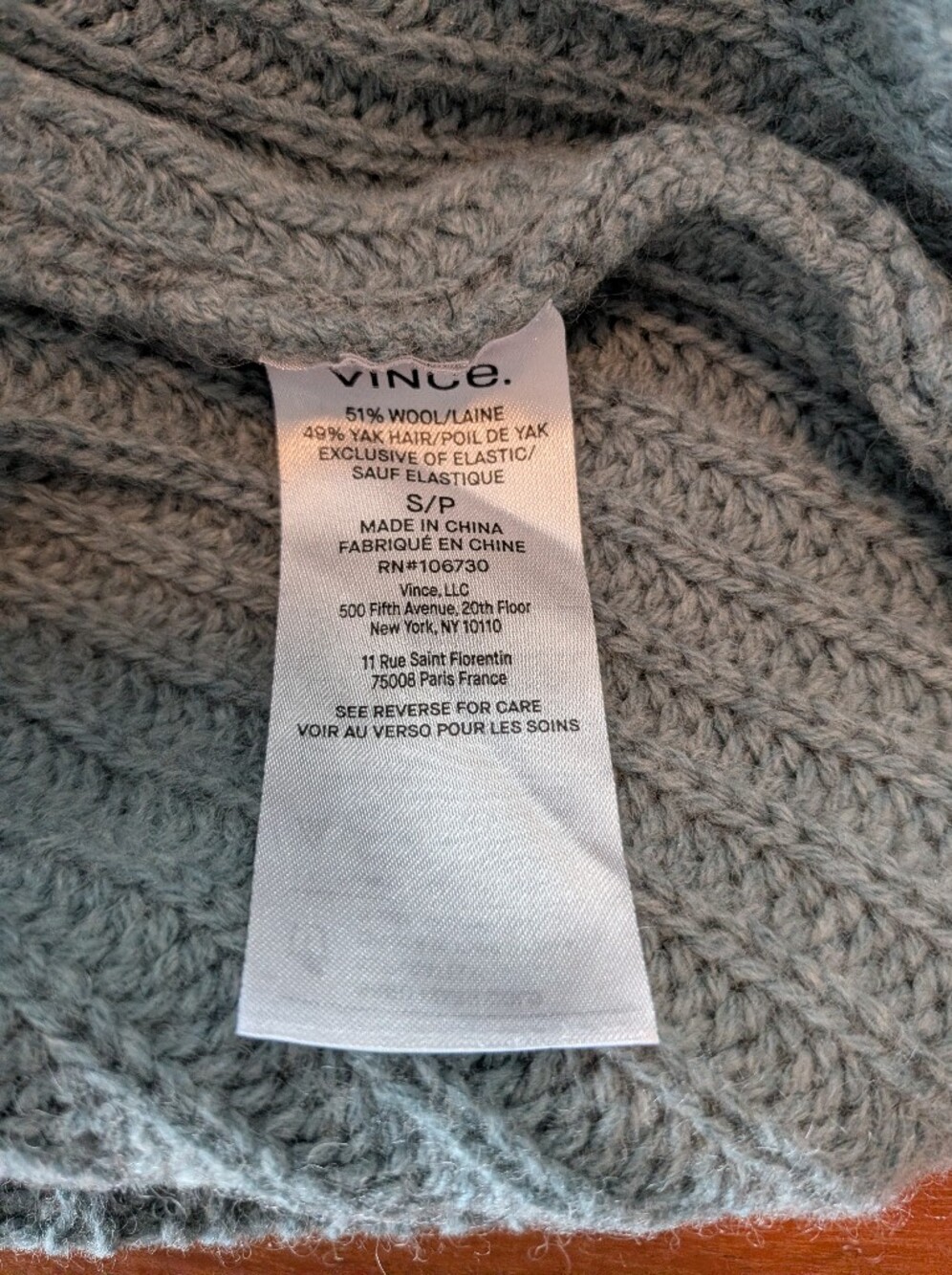 Vince Waffle Knit Sweater Dusty Blue Mock/Turtleneck - Women's Size S - Picture 4 of 4